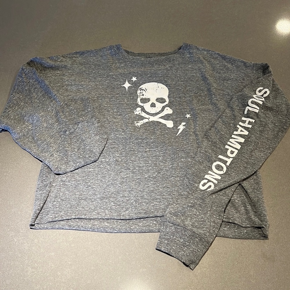 SoulCycle LS cropped tee - light gray - Hamptons - great condition